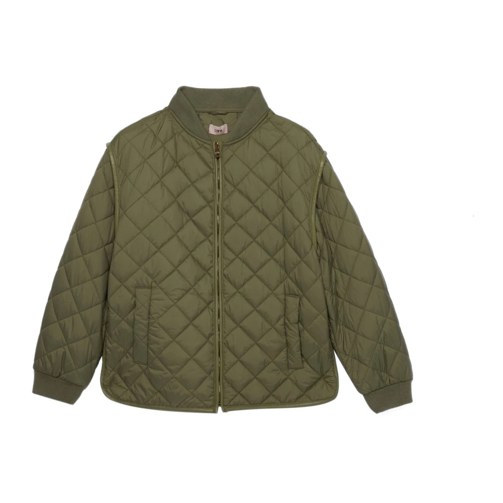 Oltre Lichte gewatteerde bomberjack Green Dames