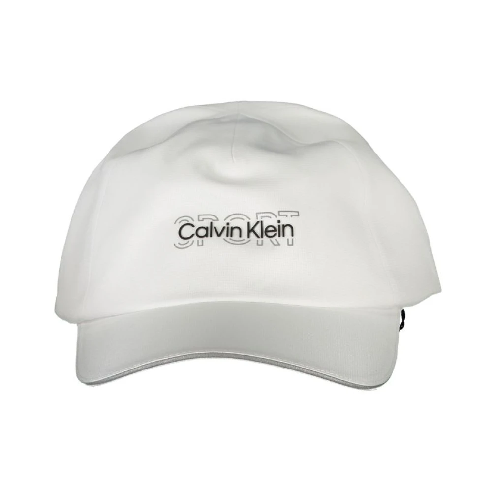 Calvin Klein Witte Heren Zonneklep Pet met Logo Print White Heren