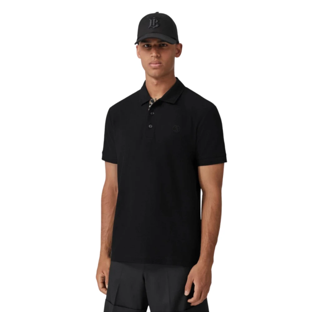 Burberry Katoenen polo met korte mouwen en Monogram Logo Black Heren