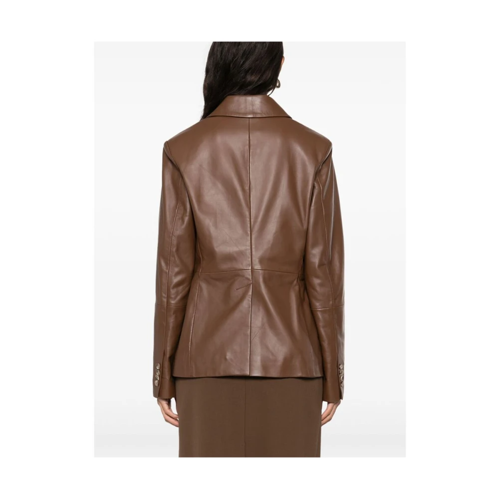Loulou Studio Bruine knoopsluiting buitenkleding met zakken Brown Dames