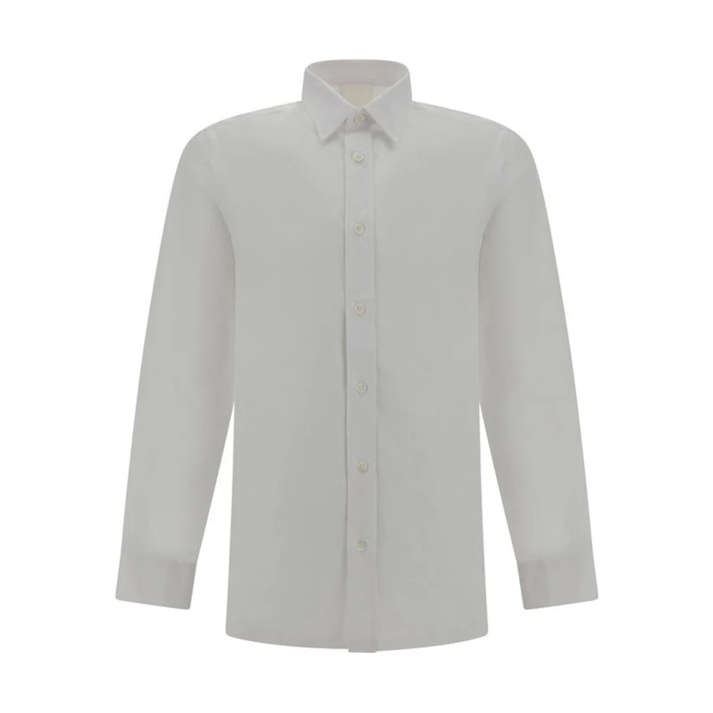 Givenchy Geborduurd Logo Katoenen Overhemd Monochroom Patroon White Heren
