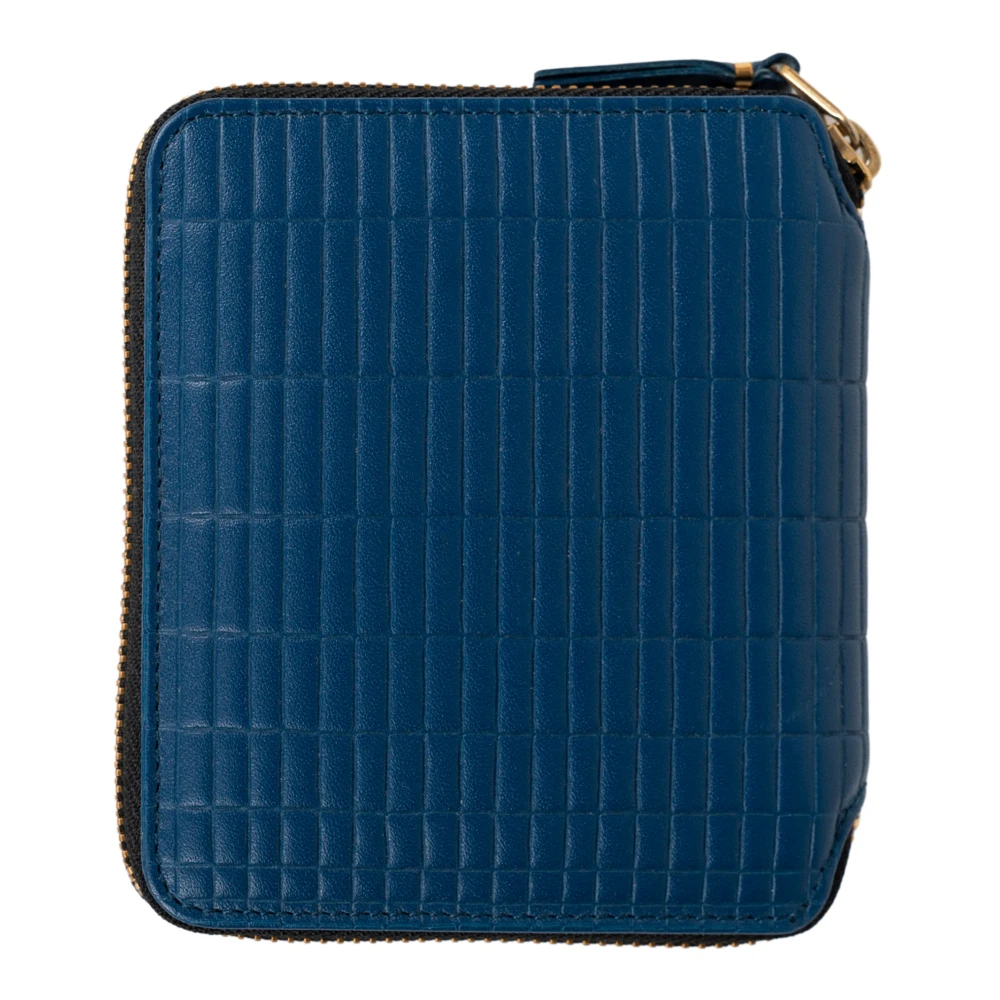 Comme des Garçons Blauwe Brick Zip Portemonnee met Kaartsleuven Blue Unisex