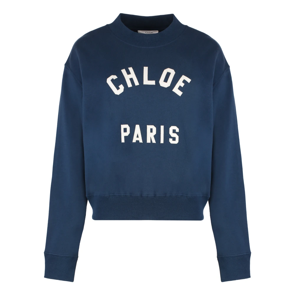 Chloé Katoenen sweatshirt met logodetail Blue Dames