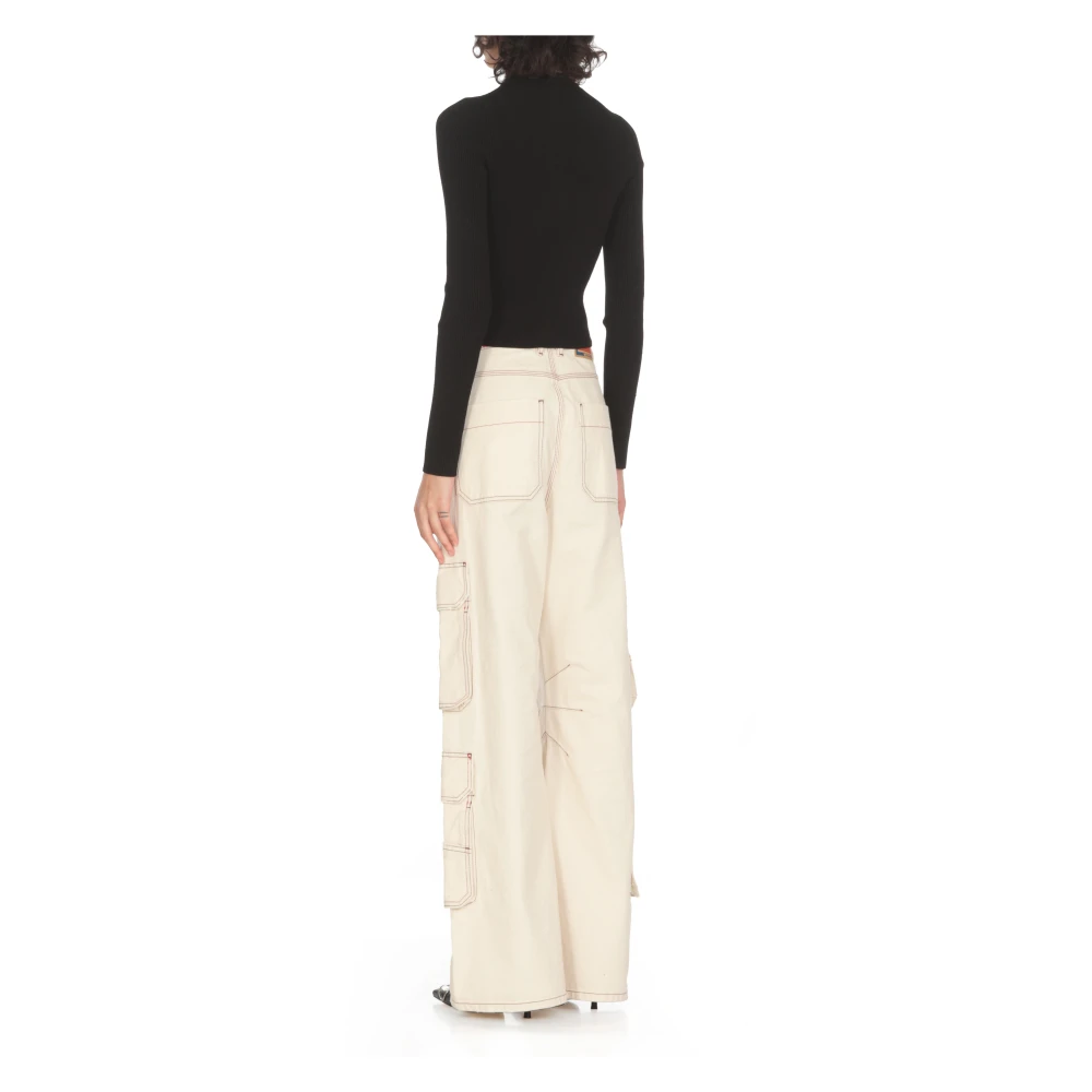 Diesel Geribde Zwarte Trui Metaal Logo Black Dames