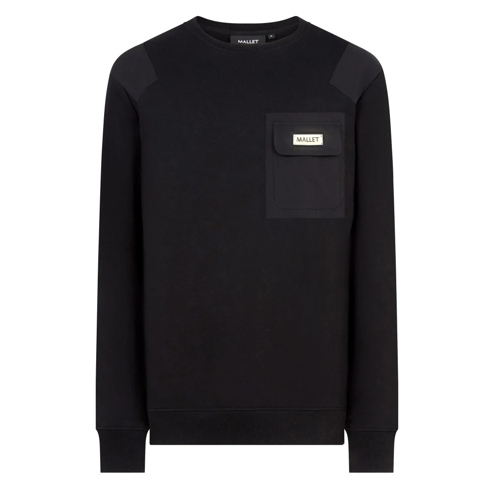 Mallet London Svart Nylon Patch Crew Sweatshirt Black, Herr