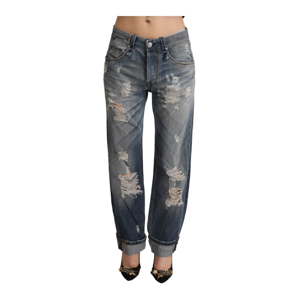 Acht Women's Blue Loose Fit Jeans, W26, Distressed Boyfriend Jeans