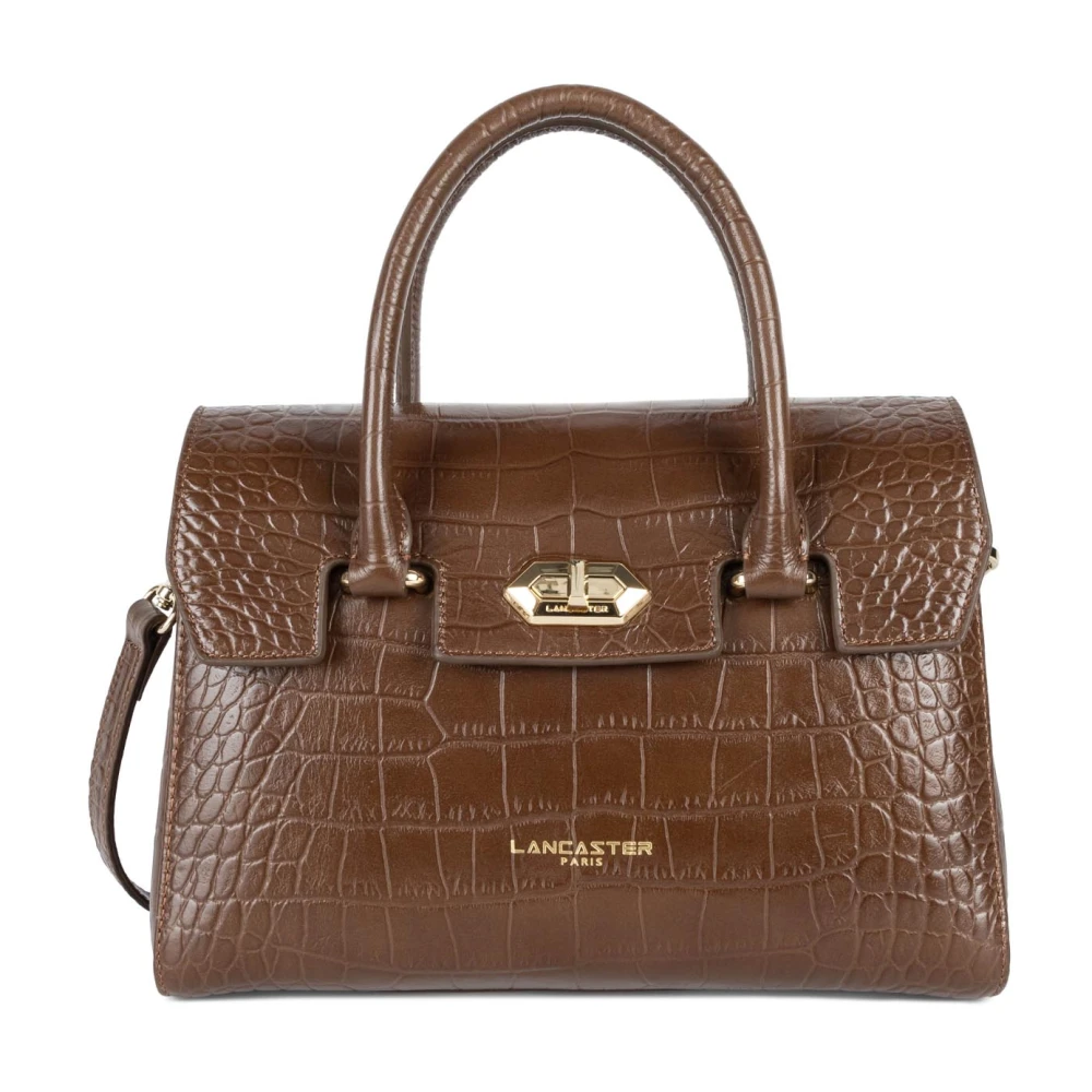 Lancaster Flap Handtas met Metalen Sluiting Brown Dames