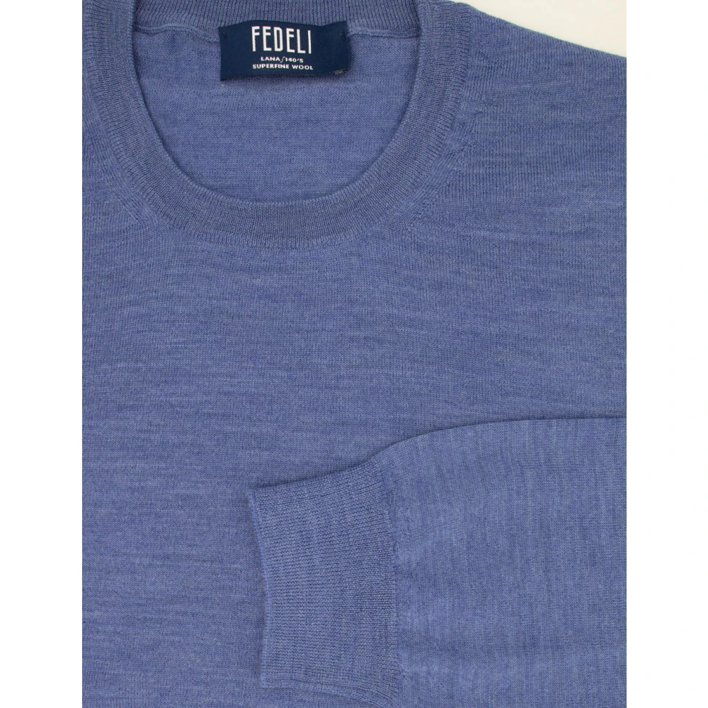 Fedeli Luxe Crew Neck Jumper Blue Heren