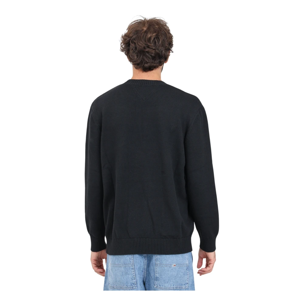 Tommy Jeans Zwarte Crewneck Sweater Casual Herfst Winter Black Heren