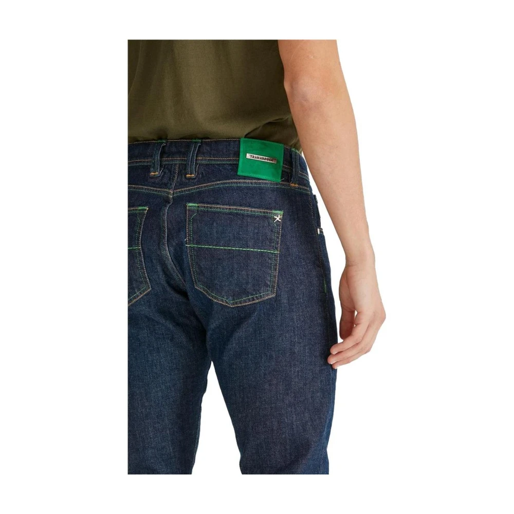 Tramarossa Blauwe Regular Fit Groene Stiksel Jeans Blue Heren