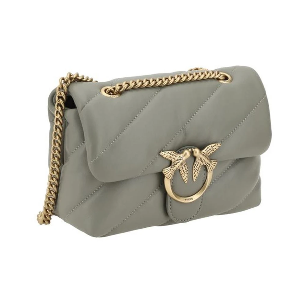 pinko Gewatteerde Love Birds Schoudertas Gray Dames
