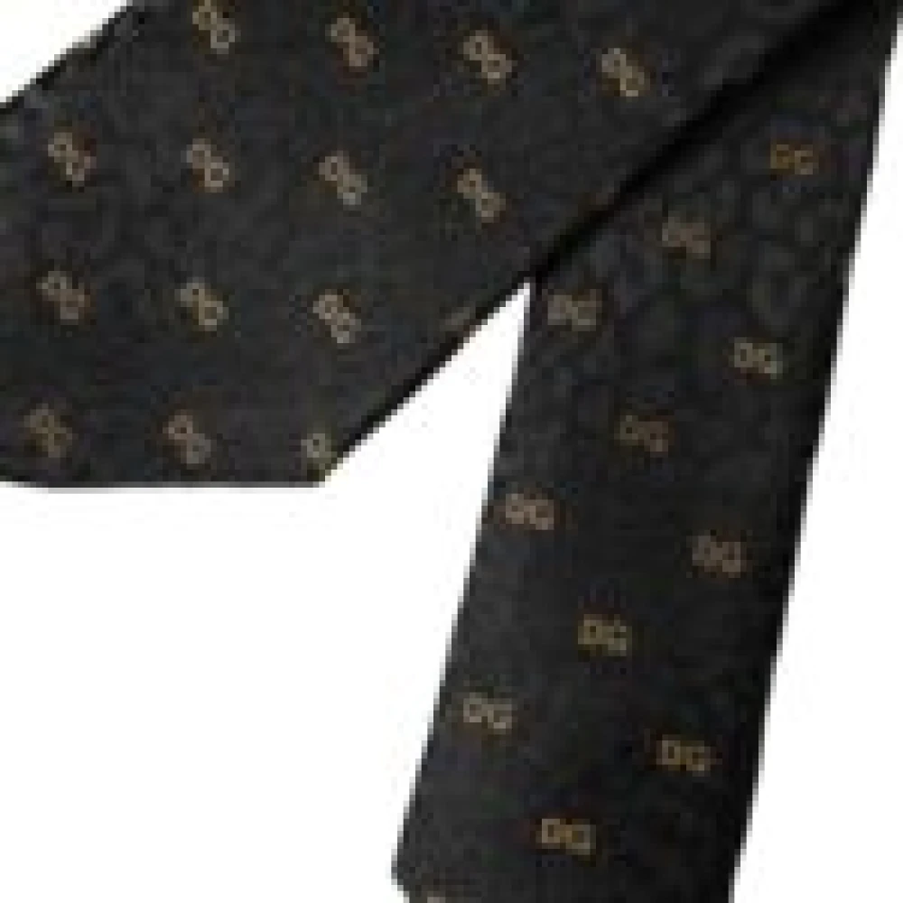 Dolce & Gabbana Zwarte zijden stropdas met logo Black Heren