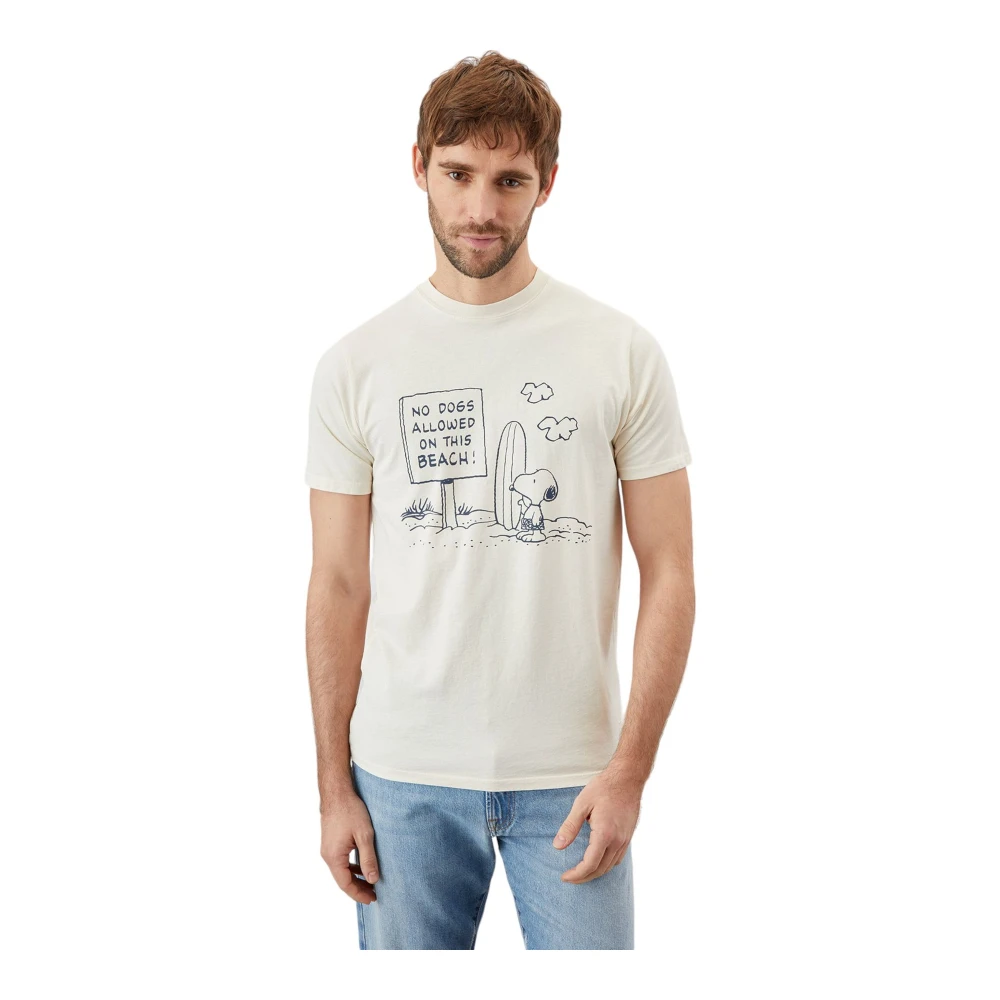 Roy Roger's Beige Peanuts Print Katoenen T-Shirt Beige Heren