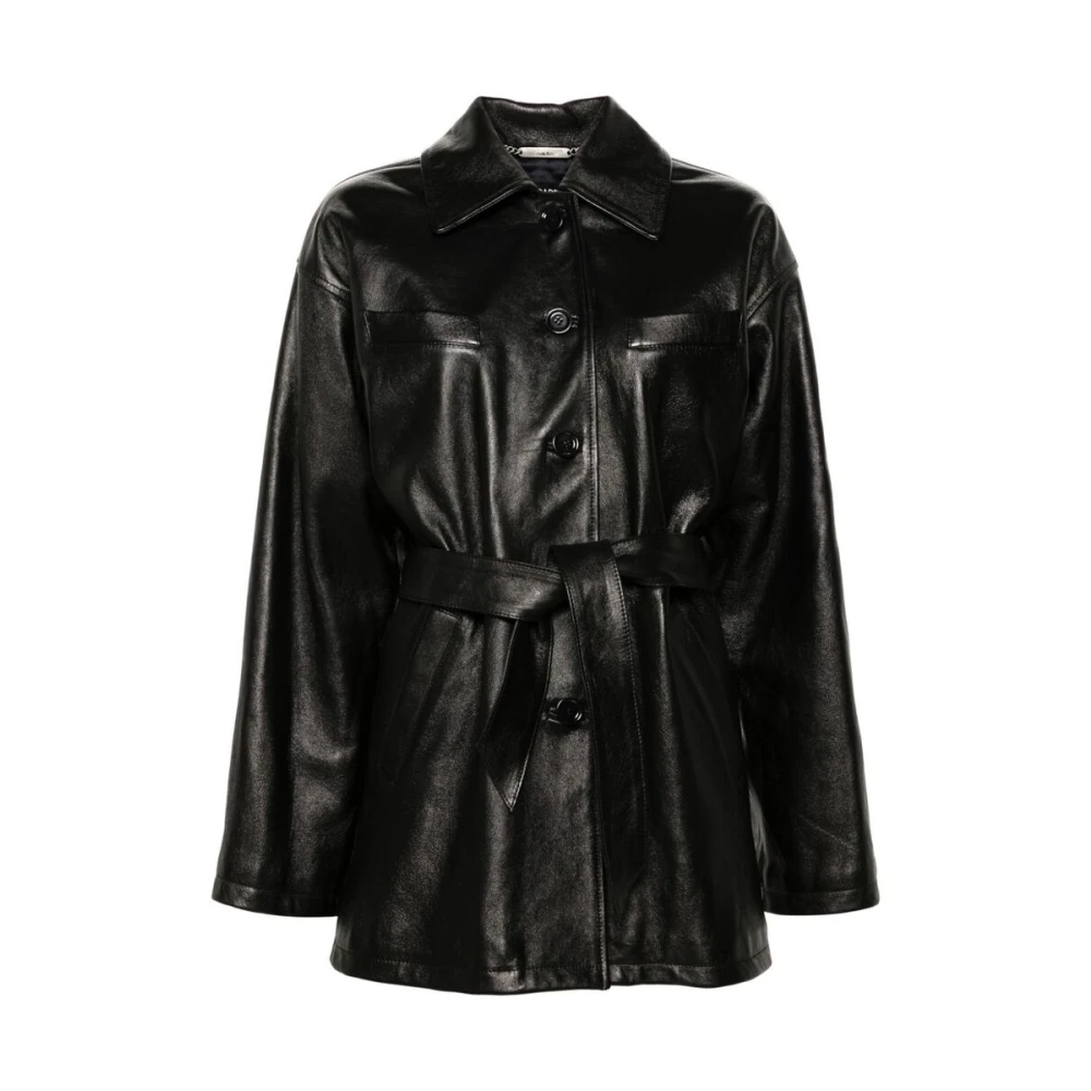 Dolce & Gabbana Zwarte lamsvachtjas met spreidkraag Black Dames