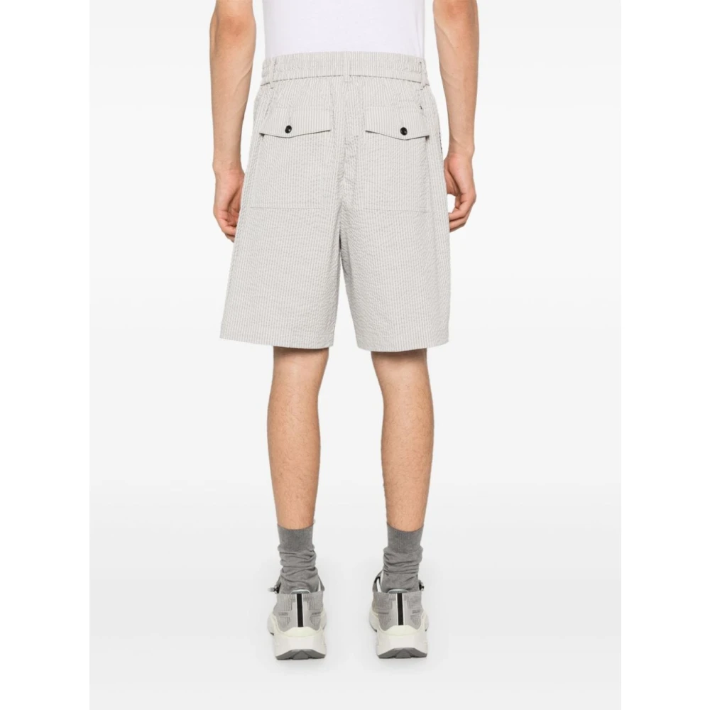 Emporio Armani Beige Shorts met Streep Patroon Beige Heren