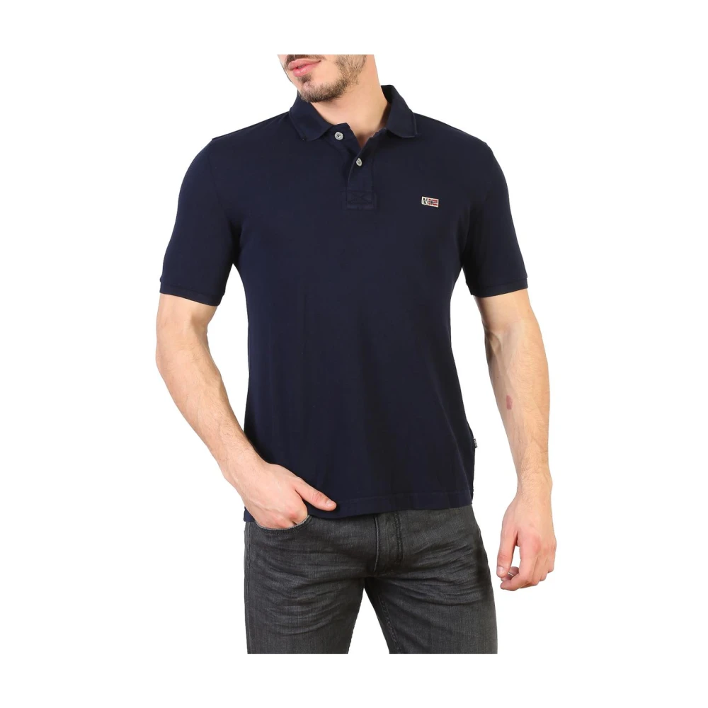 Napapijri Men's Blue Classic Fit Polo Shirt With Button Fastening