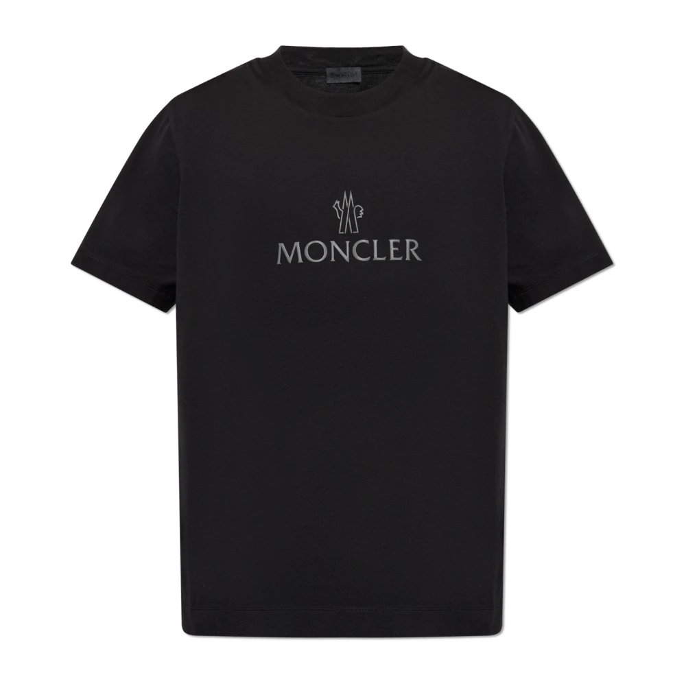 Moncler Katoenen Jersey Logo Applique T-Shirt Black Heren