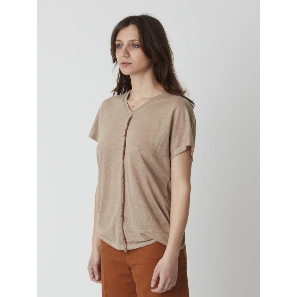 Alpha Studio Dames V-Hals T-Shirt Brown Dames
