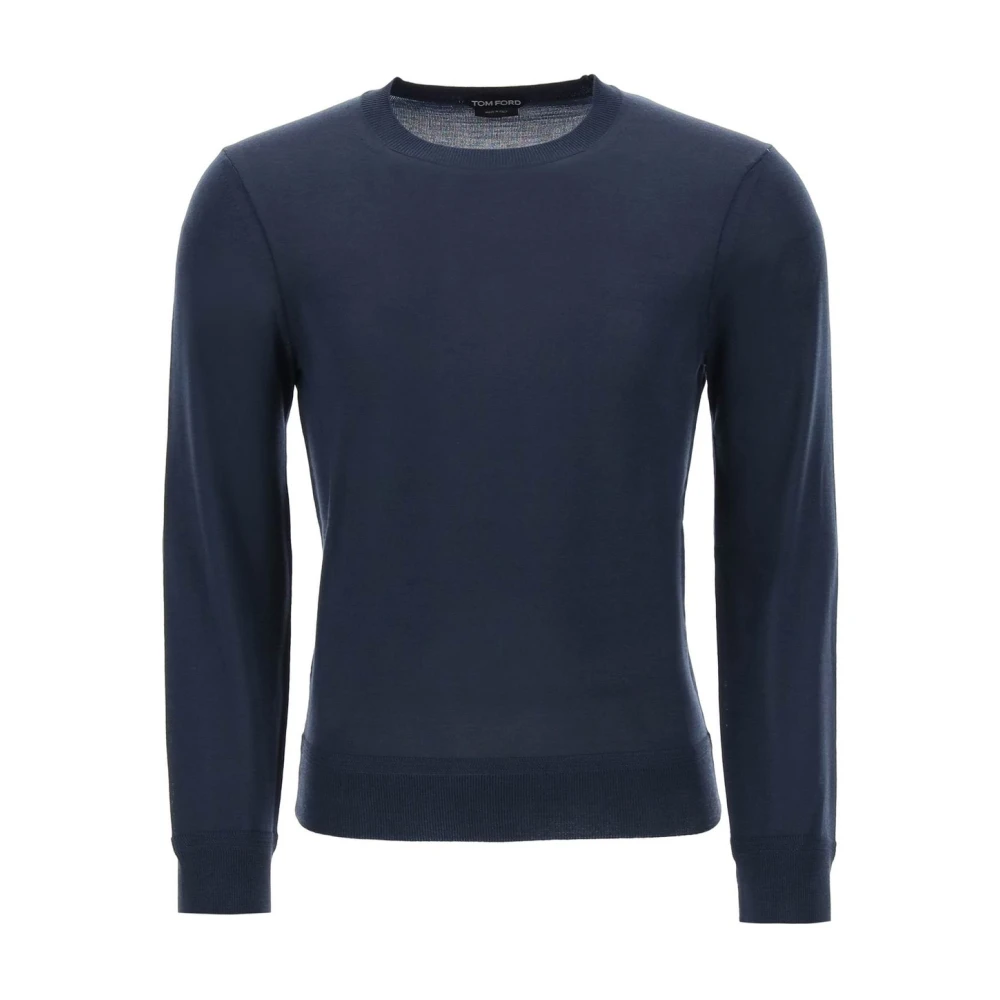 Tom Ford Luxe Fijne Wol Crew-Neck Sweater Blue Heren