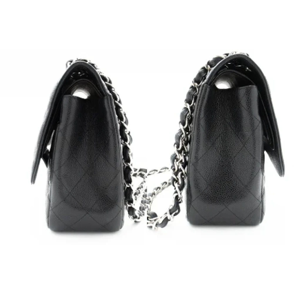 Chanel Vintage Tweedehands Zwarte Leren Chanel Schoudertas Black Dames