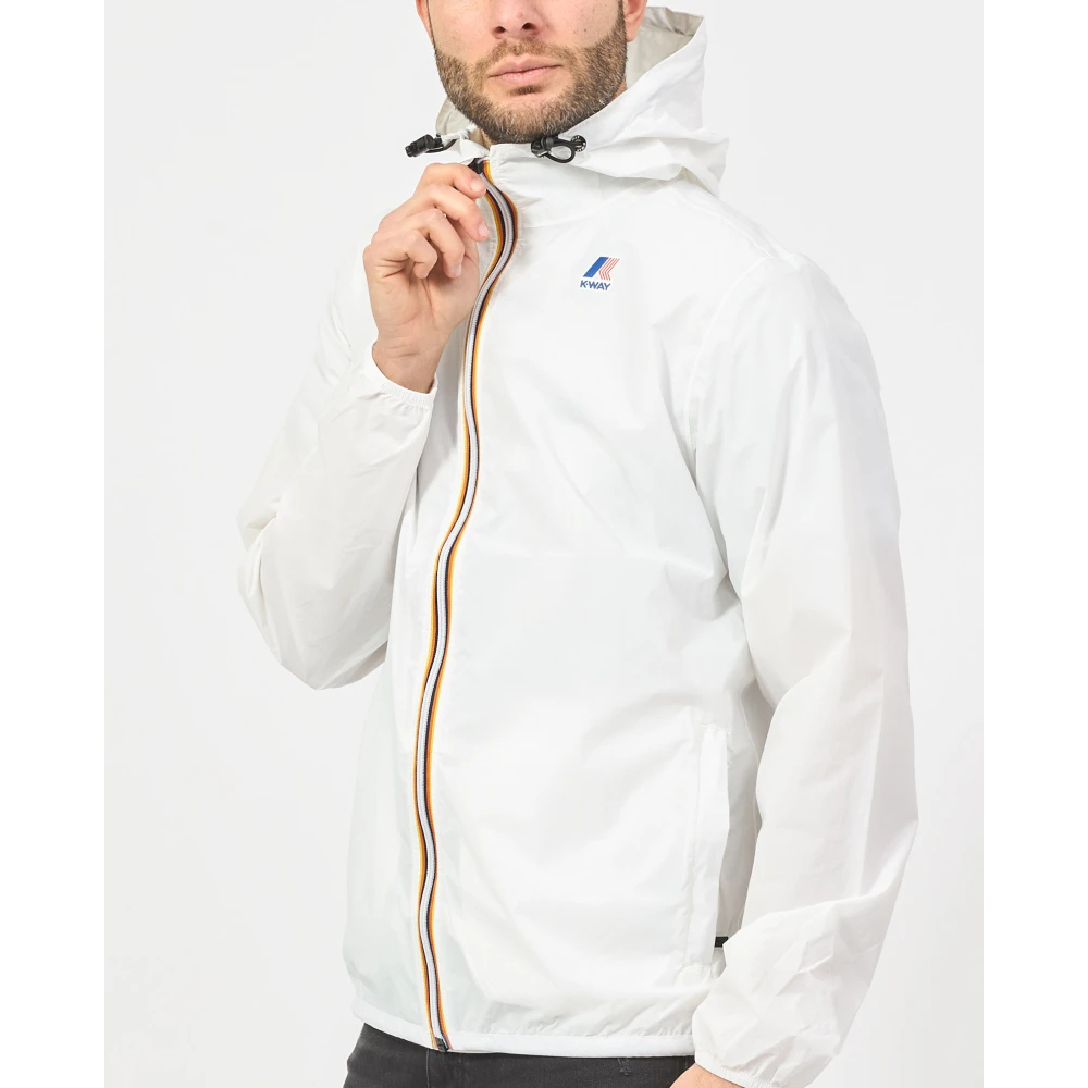 K-way Witte Lichtgewicht Hoodie Jas White Heren