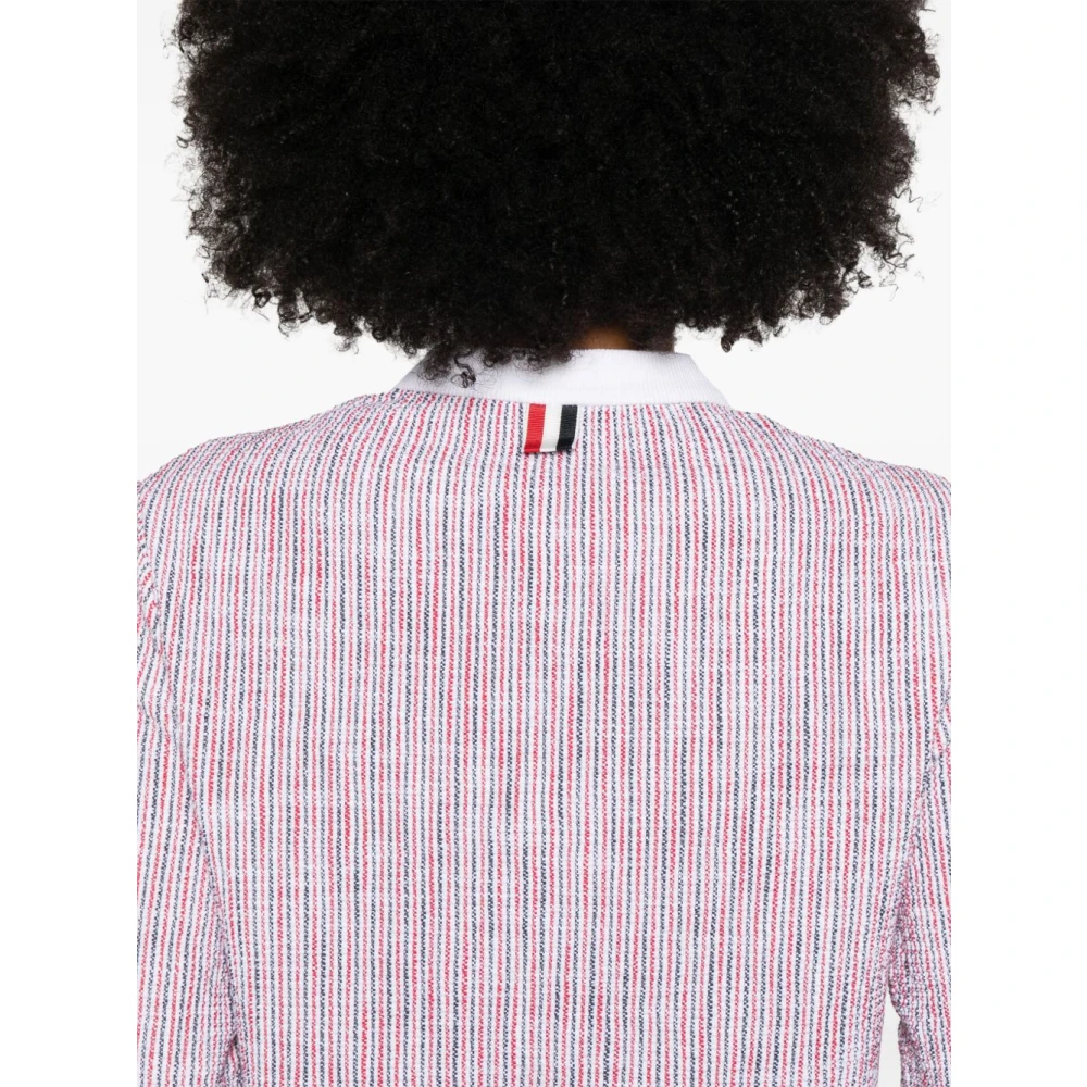 Thom Browne MultiColour Crew Neck Sweater Logo Patch Pink Dames