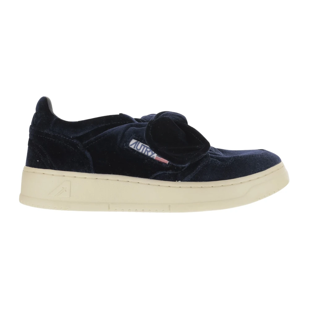 Autry Women's Blue Medalist Low Velvet Bow Trainers