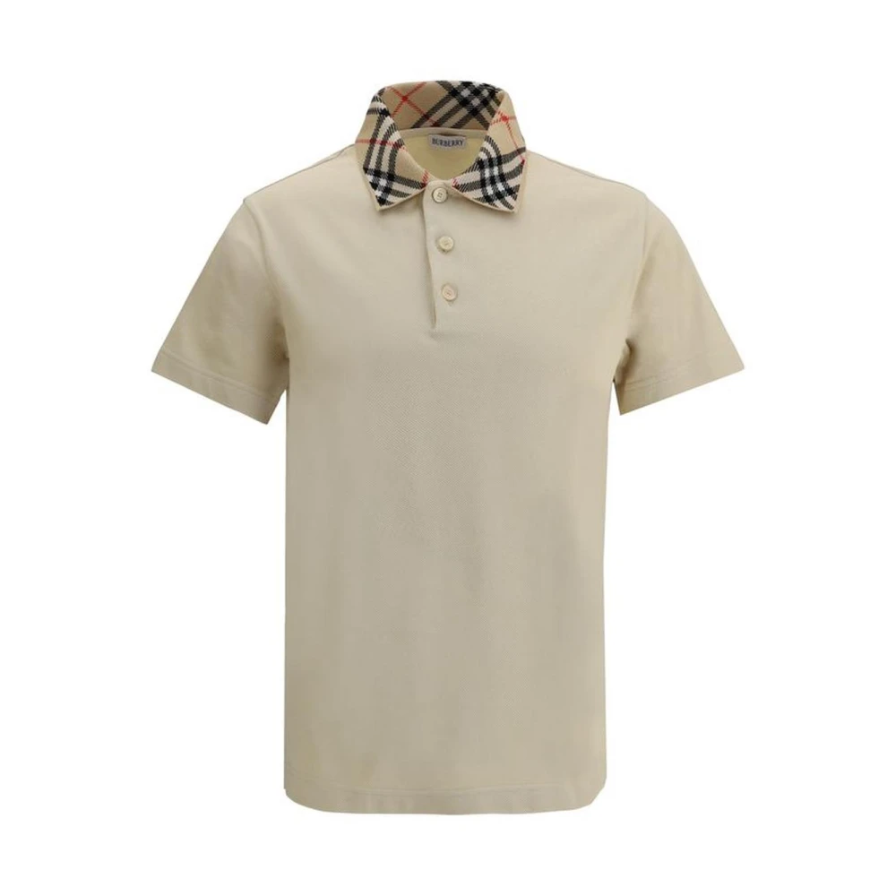 Burberry Klassieke Check Polo Shirt met Zijsplitten Beige Heren