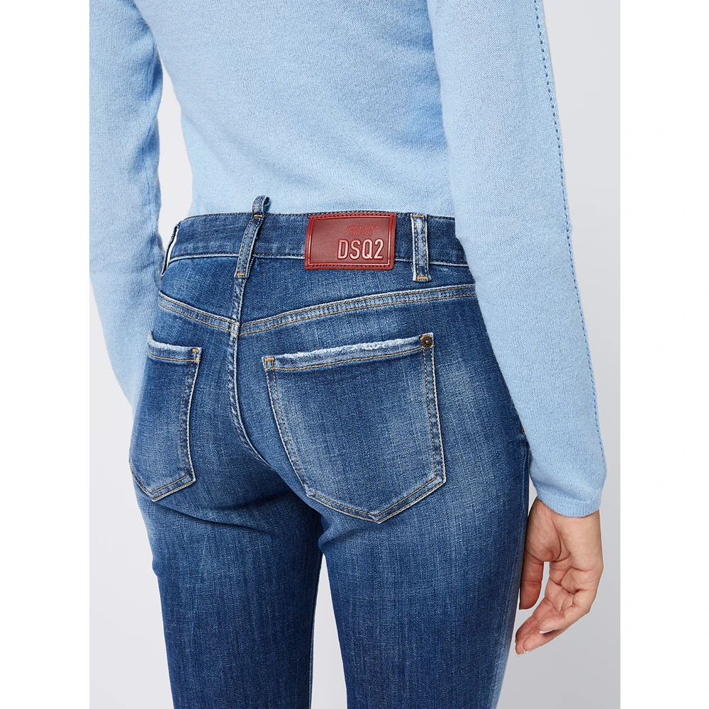 Dsquared2 Donkerblauwe Vervaagde Jeans Vrouwen Blue Dames