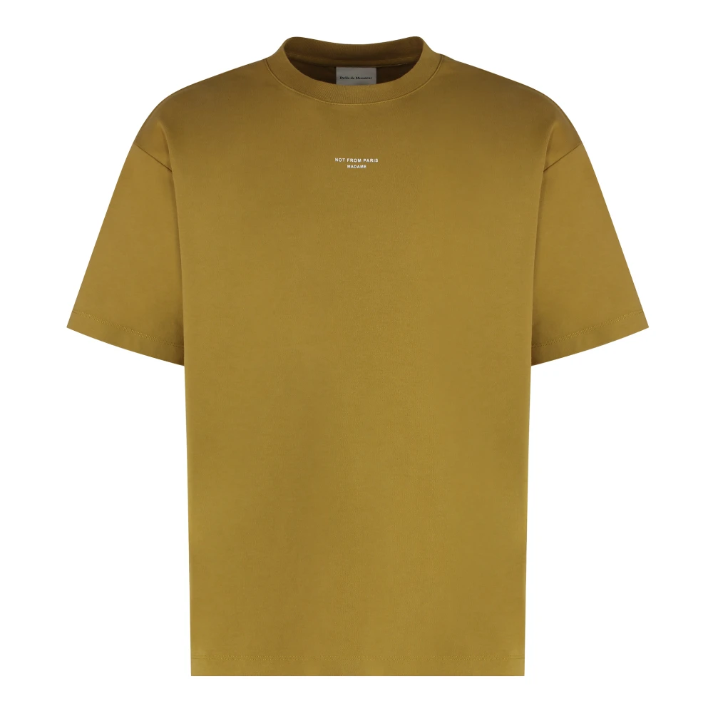 Drole de Monsieur Klassiek Katoenen Ronde hals T-shirt Yellow Heren