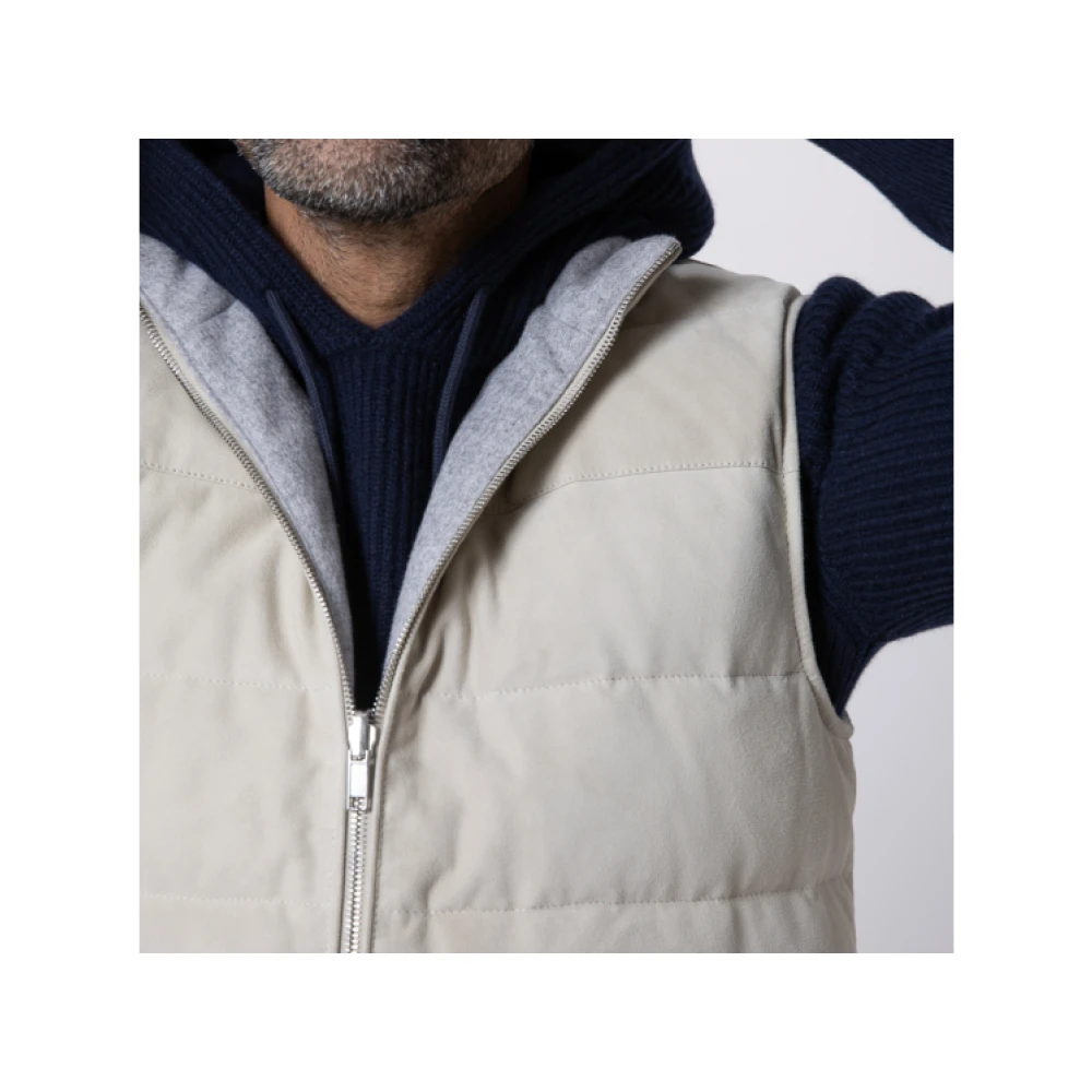 Eleventy Omkeerbaar mouwloos vest in beige en grijs Gray Heren