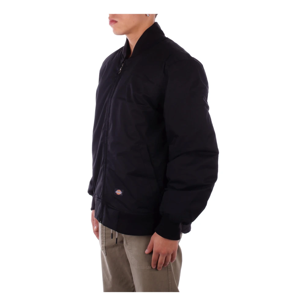 Dickies Zwarte Logo Front Zip Jas Black Heren