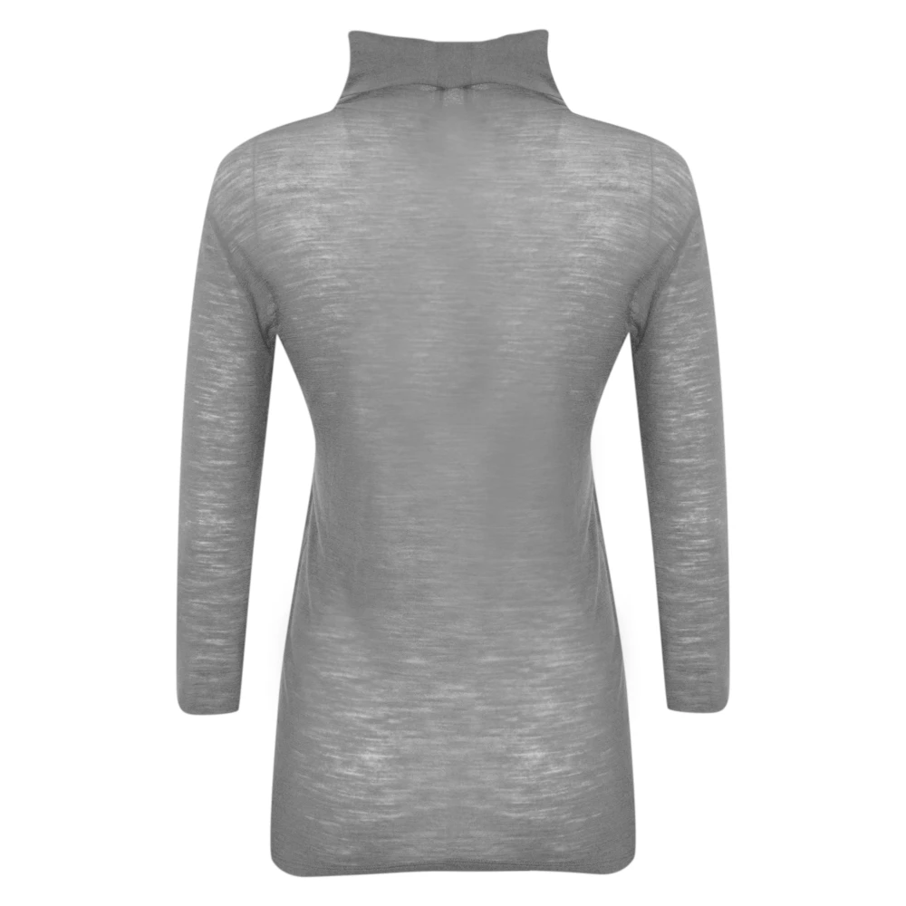 Liviana Conti Grijze wollen T-shirt met lange mouwen Gray Dames