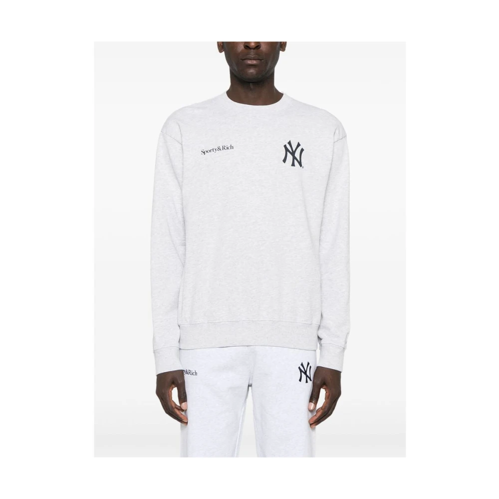 Sporty & Rich Heather Grey Crew Neck Sweater Gray Dames