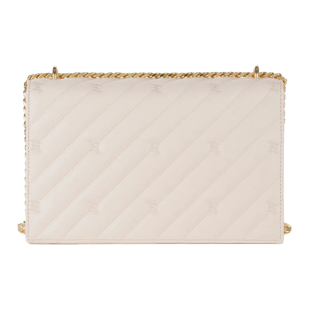 Elisabetta Franchi Gewatteerde handtas met gourmette schouderband White Dames