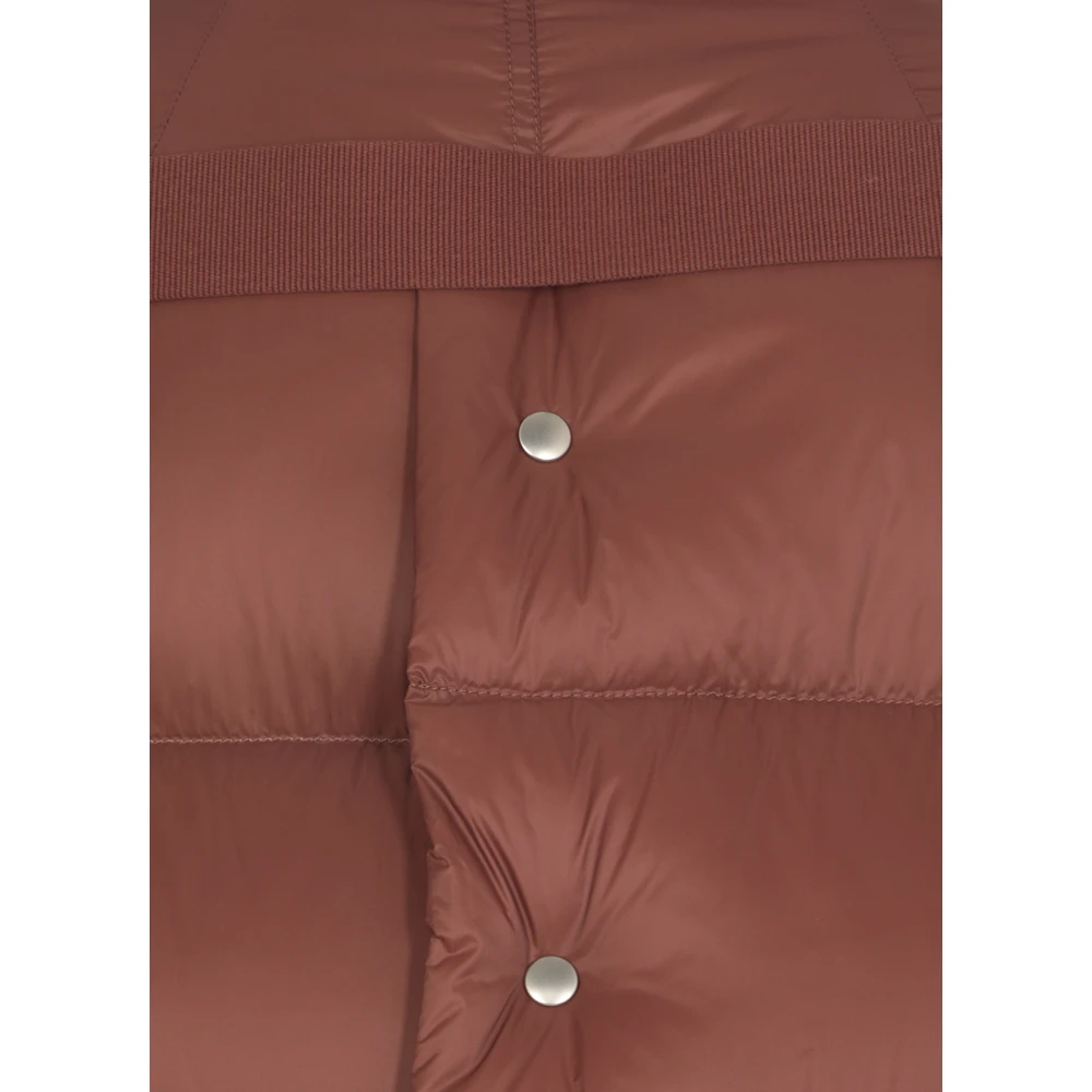 Rick Owens Gewatteerde Bruine Donsjas Hoge Hals Brown Dames