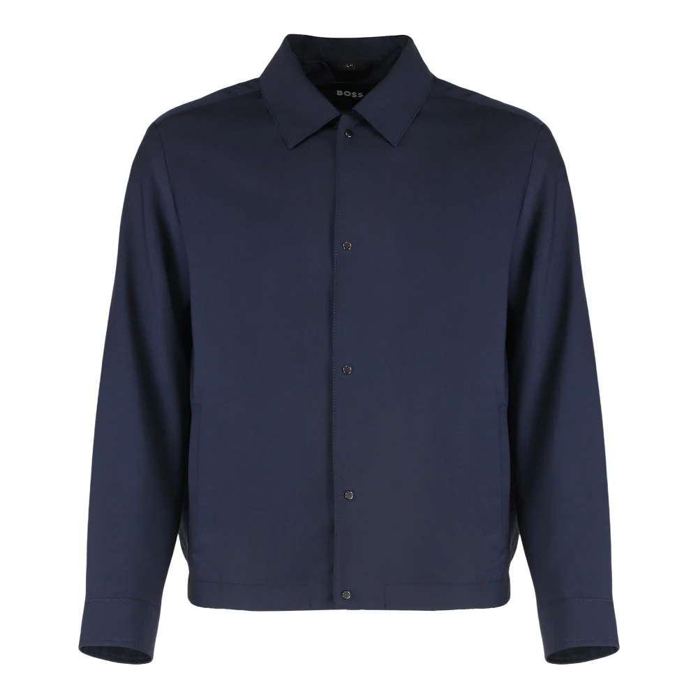 Hugo Blue Light Jackets, Male, M, Wool-Blend Overshirt