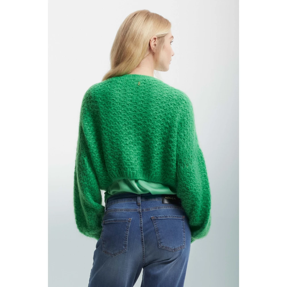 Kocca Charmant Gebreid Vest met Bishop Sleeves Green Dames