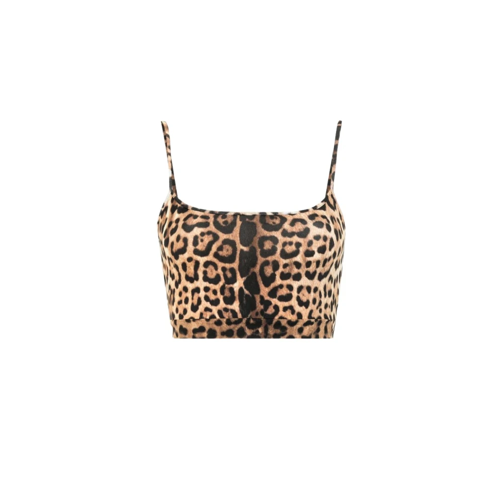 Roberto Cavalli Jaguar-Print Crop Top Bodycon Fit Brown Dames