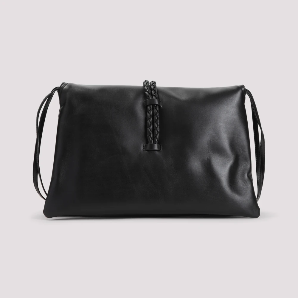 Bottega Veneta Zwart Messing Dubbele Flap Tas Black Dames