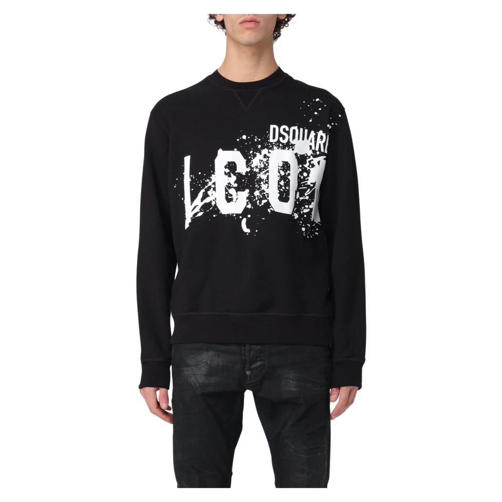Dsquared2 Icon Scribble Cool Fit Crewneck Sweater Black Heren