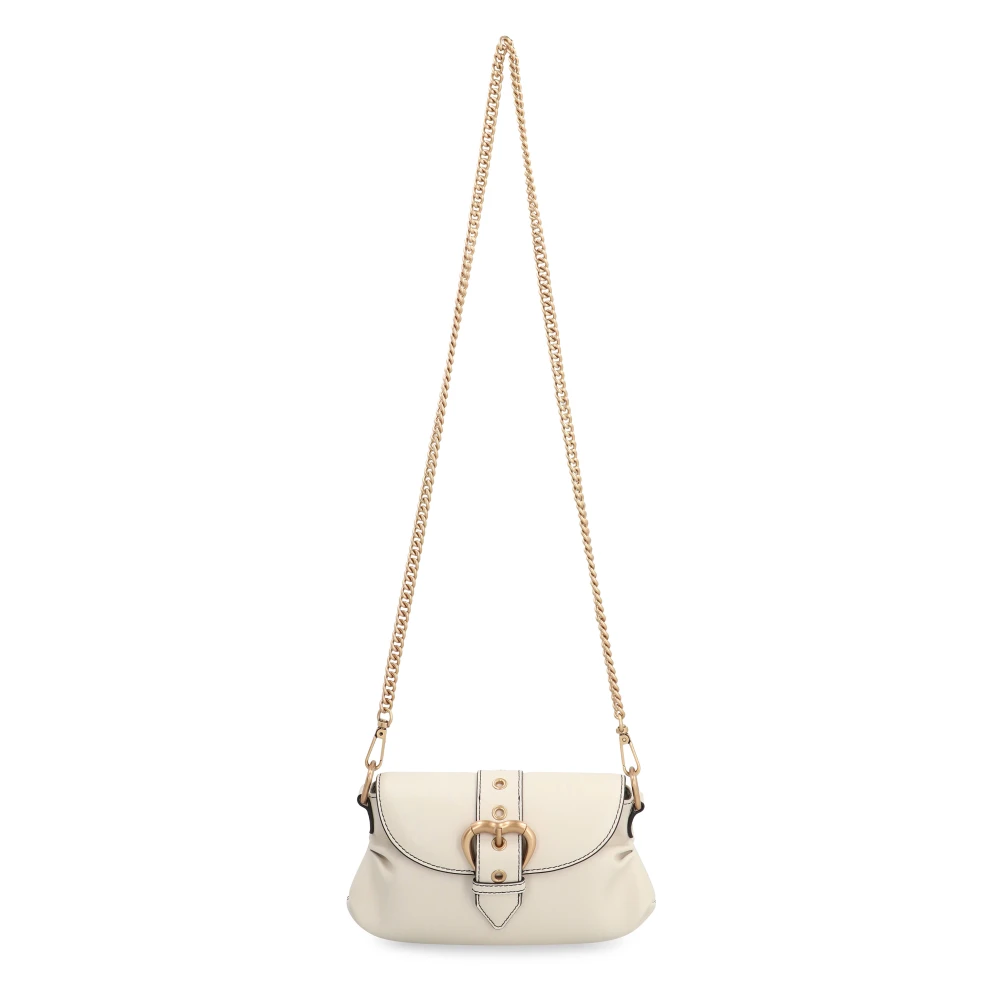 pinko Stijlvolle Leren Schoudertas Beige Dames