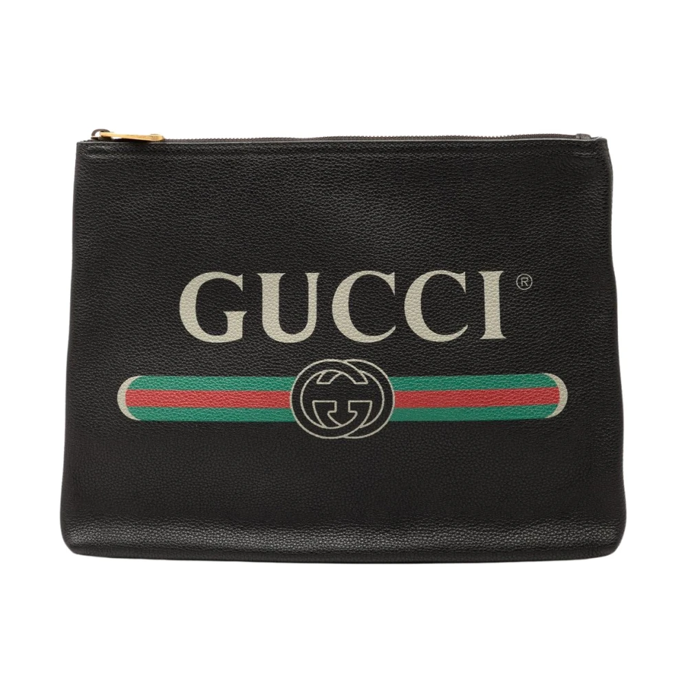 Gucci Vintage Women's Black Vintage Clutches, One Size, Pre-Owned Leather Pouch