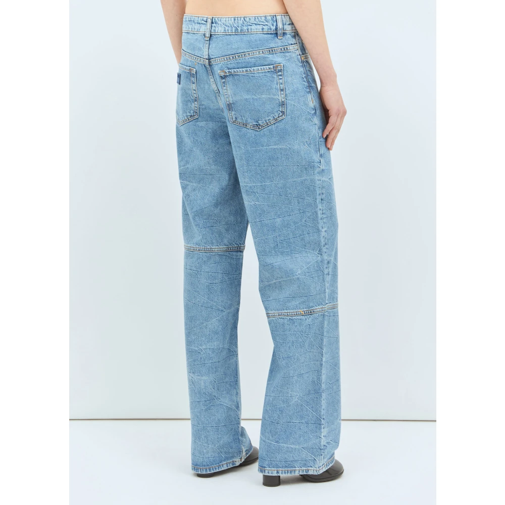 Ganni Asymmetrische Knielnaden Folie Afwerking Jeans Blue Dames