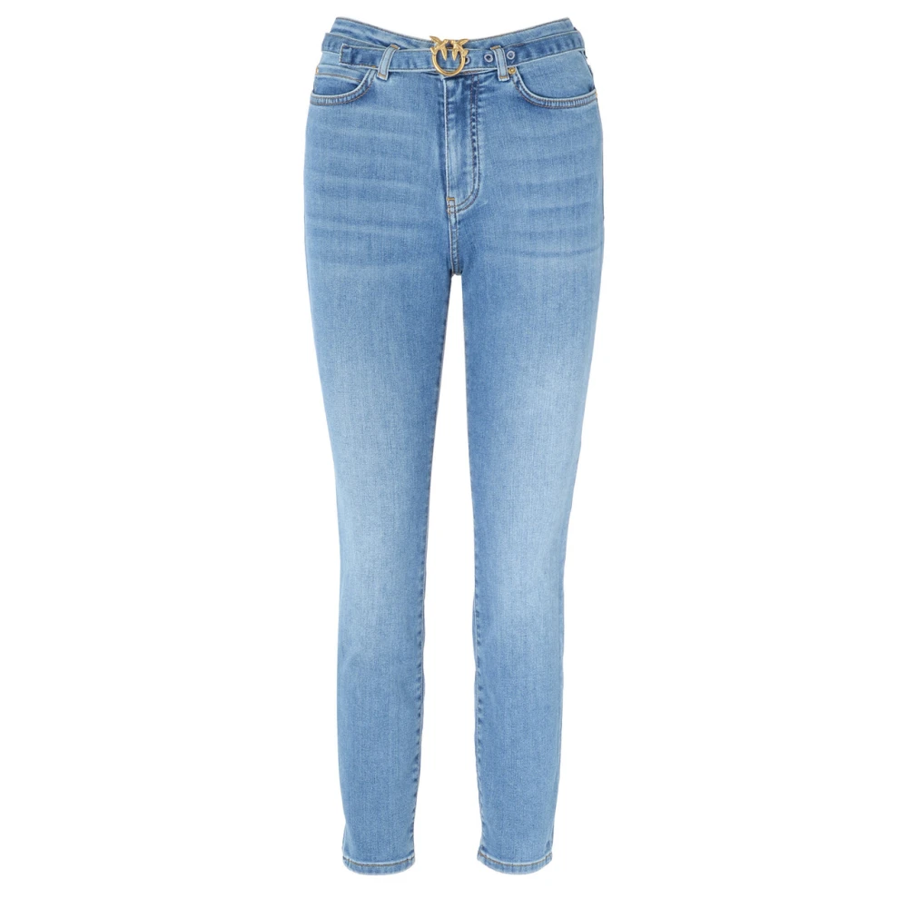 Pinko Vintage Medium Hoge Taille Skinny Jeans met Love Birds Logo Blue Dames