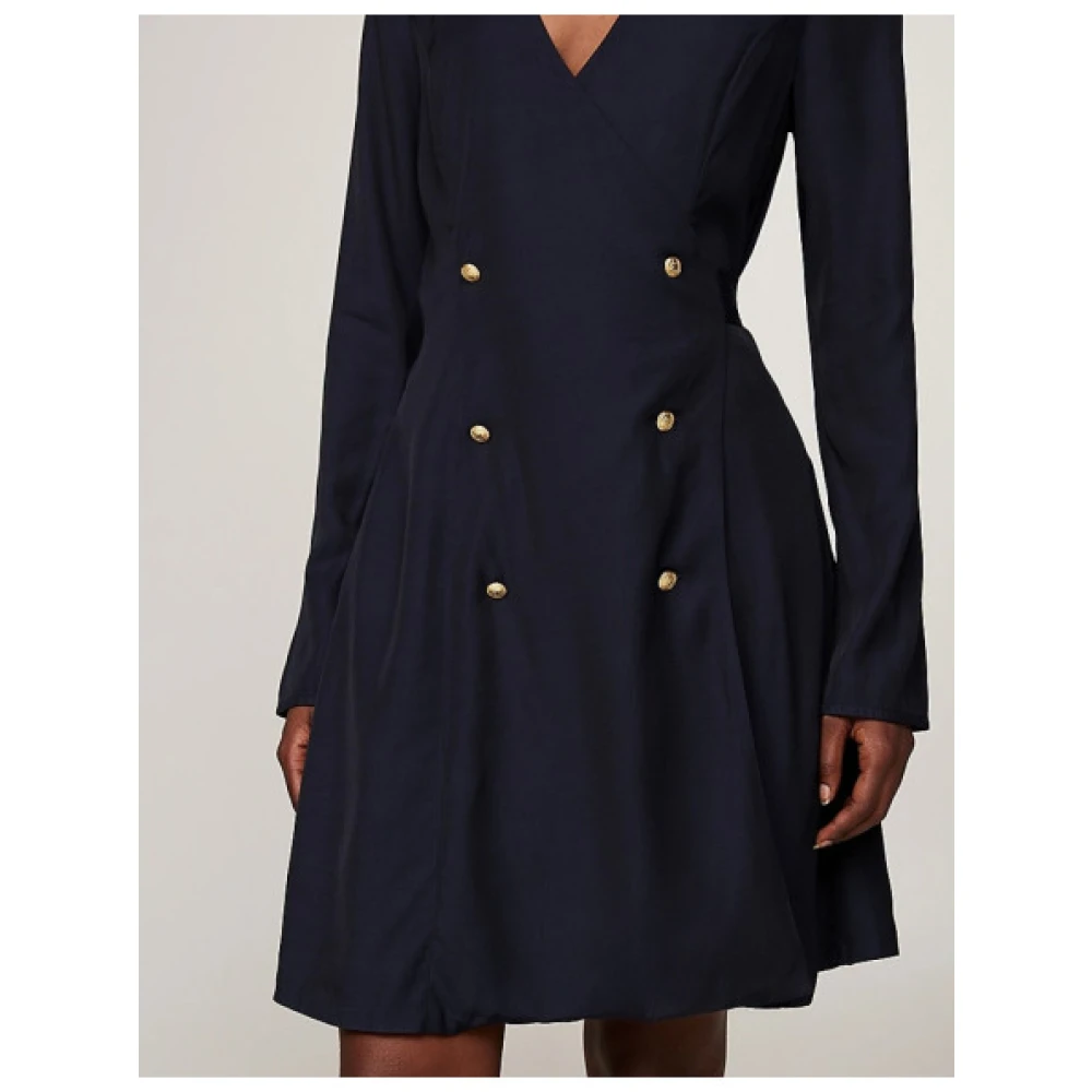 Tommy Hilfiger Wikkellook V-hals Jurk Blue Dames