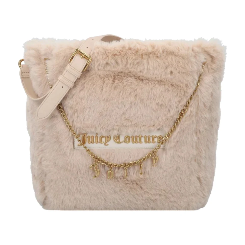 Juicy Couture Beige Schoudertas van Nepbont met Omkeerbaar Logo Beige Dames