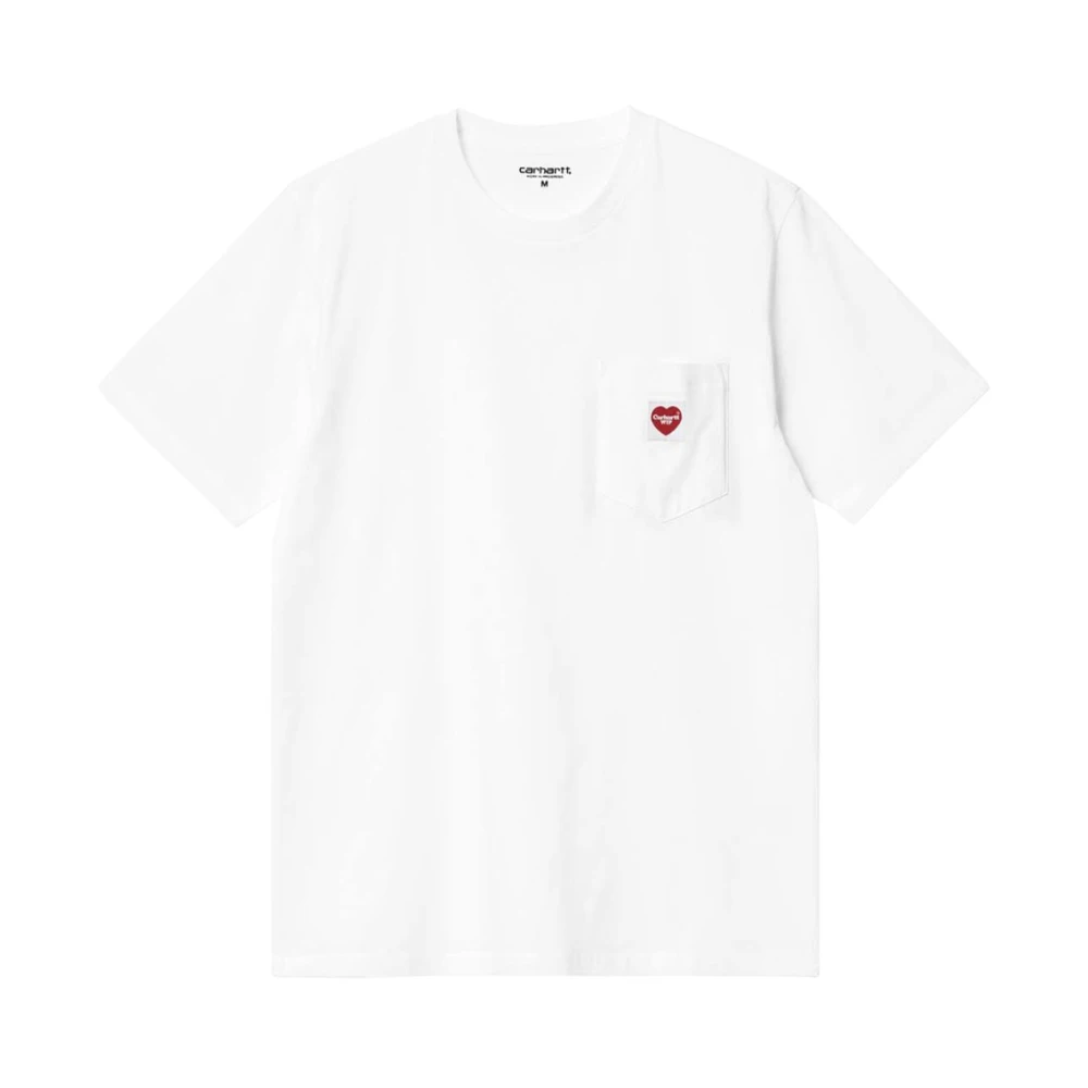 Carhartt Wip White T-Shirts, Male, L, Heart Pocket Tee