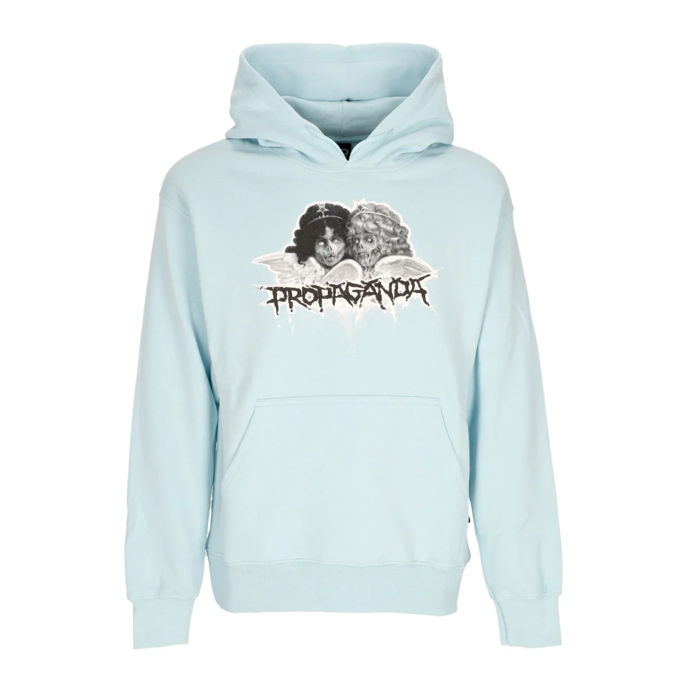 Propaganda Blue Hoodies, Male, Xs, Embroidered Logo Hoodie With Kangaroo Pocket
