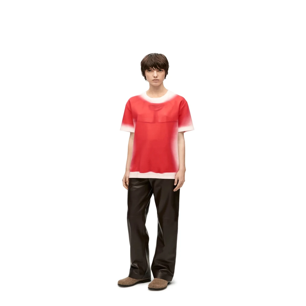 Loewe Blurred Katoenen Jersey T-Shirt Red Dames
